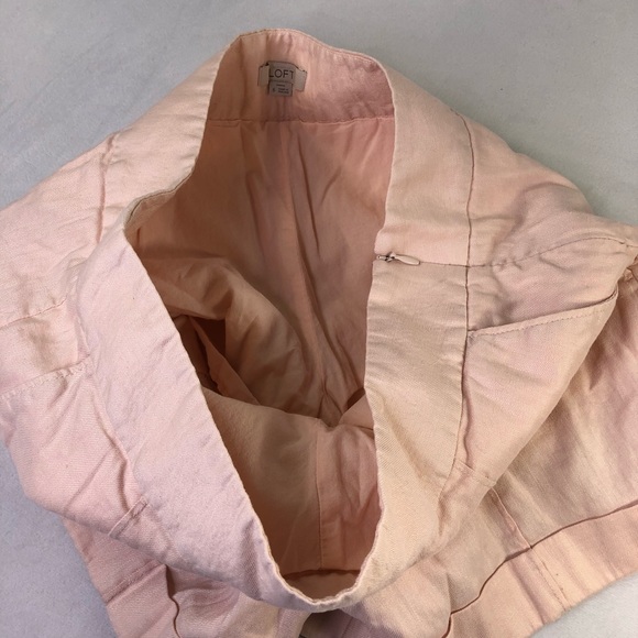Loft Linen Pleated Shorts Pink Colorful Spring Pockets Cuffed Versatile Elegant - Picture 7 of 11